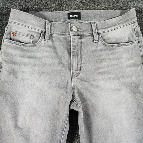 Hudson Natalie Distressed Flare Leg Jeans Grey Women's Size 29 Boho - Picture 4 of 15